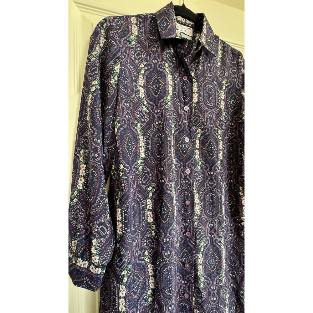 Serbin Dress Vintage Petite Shirt Dress Floral Made In USA - Picture 4 of 7